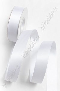 Лента атласная двусторонняя 2,5 см*25 ярд (SF-7276) белый №0005