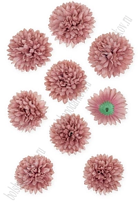 Головки цветов "Хризантема" 7 см (10 шт) SF-7874, дымчато-розовый