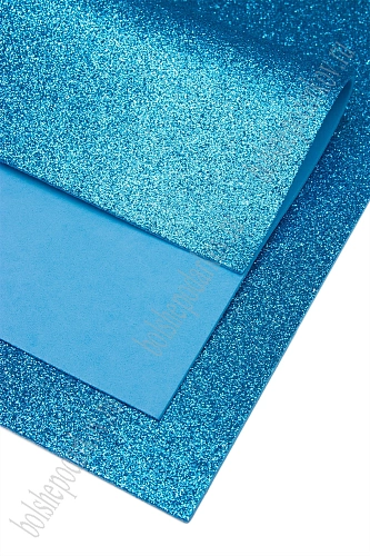 Фоамиран глиттерный А4, 2 мм Premium (10 листов) SF-1955, голубой №2039
