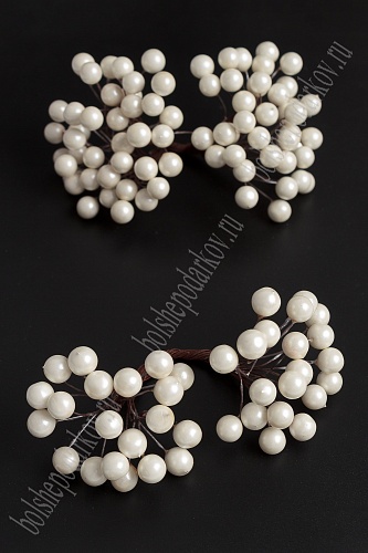 Ягодки на веточке, белые жемчужные (400 ягод) SF-5111