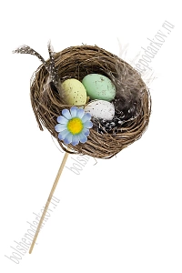 Пасхальный декор "Гнездо на палочке" 8 см (1 шт) SF-7865, №2