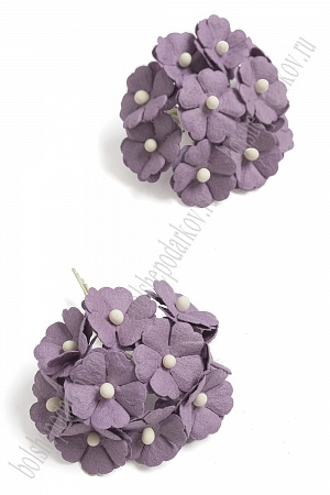 Тайские бумажные цветочки 2 см на веточке (20 шт) S11/185, фиолетовый