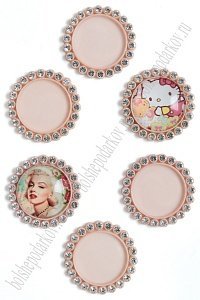 Крышечка-серединка со стразами (10 шт) SF-008, светло-персиковый №007