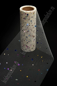 Фатин с пайетками &quot;Звездочки&quot; 15 см*10 ярд (SF-2945) бежевый №7