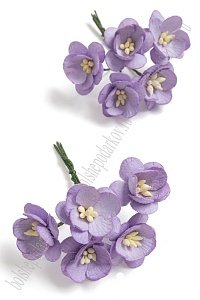 Тайские бумажные цветочки 2,5 см на веточке "Цветущая вишня" (10 шт) S3/185, фиолетовый