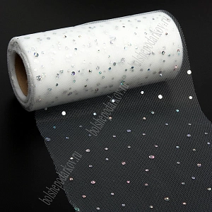 Фатин с пайетками &quot;Горох&quot; 15 см*25 ярд (SF-2939) молочный №16