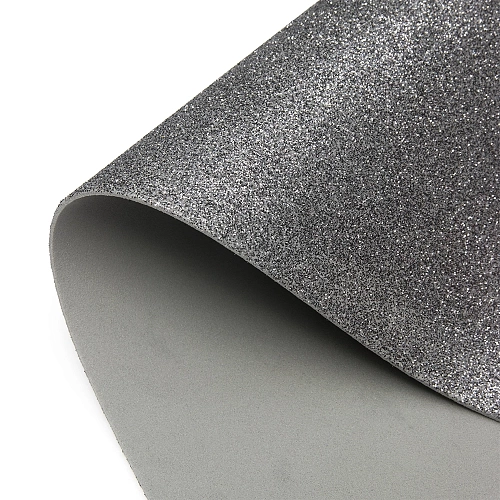 Фоамиран глиттерный А4, 2 мм Premium (10 листов) SF-1955, черное серебро №018