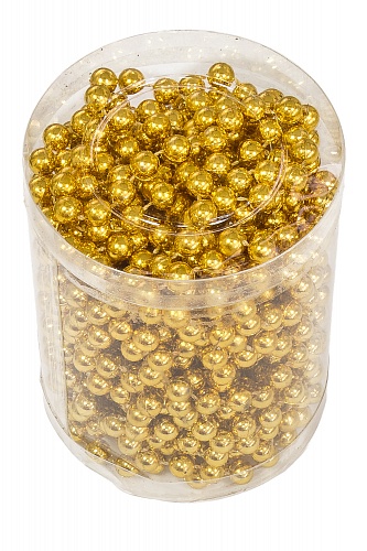 Новогодние бусы в тубусе 8 мм*10 м (SF-3527) золото