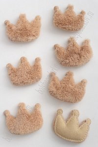 Патч меховой &quot;Корона&quot; 5,5*4,5 см (10 шт) SF-3164, темно-бежевый