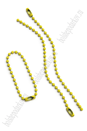 Цепочка шариковая для брелоков 10 см (50 шт) SF-7451, желтый №5