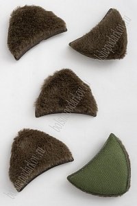 Патч меховой &quot;Ушки&quot; 6,5*5 см (10 шт) SF-3164, темно-фисташковый