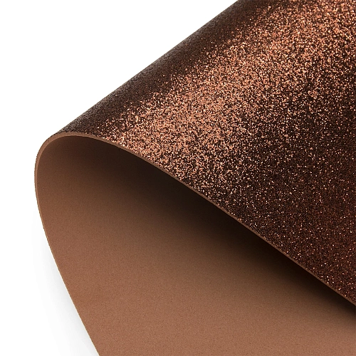 Фоамиран глиттерный А4, 2 мм Premium (10 листов) SF-1955, коричневый №22