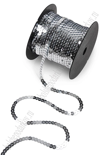 Пайетки 6 мм на нитке (SF-5755) серебро №1