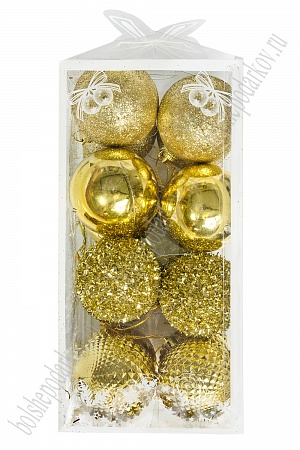 Набор новогодних шаров 6 см (16 шт) SF-7334, золото