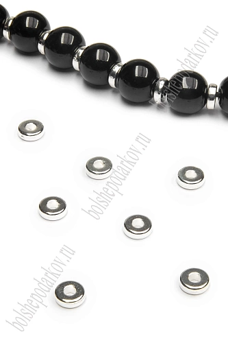 Бусины 6*2 мм &amp;quot;Колечко&amp;quot; (400 шт) SF-7292, серебро