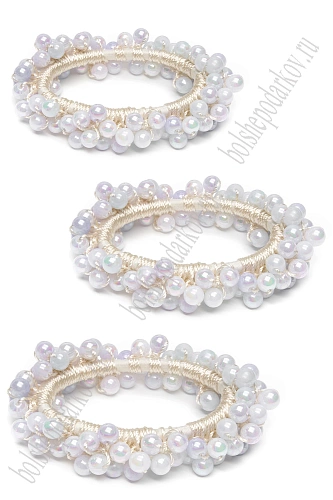 Резинки с бусинами для волос 5 см (3 шт) SF-8013, мультиколор №3