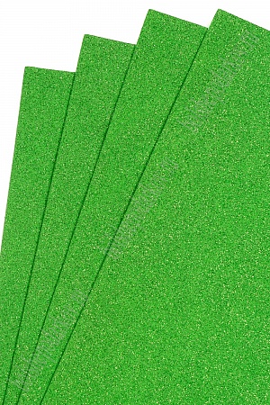 Фоамиран глиттерный 2 мм, 40*60 см Premium (10 листов) SF-3010, зеленый №010