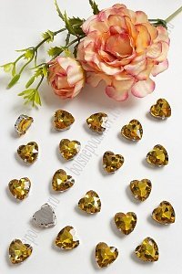 Стразы пришивные 12 мм &quot;Сердечко&quot; (10 шт) SF-3716, золото №14