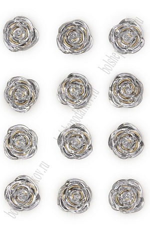 Кабошоны декоративные &quot;Розочка&quot; 14 мм (SF-052) серебро