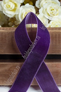 Лента бархатная 2,5 см*20 ярд (SF-2322) темно-фиолетовый №89