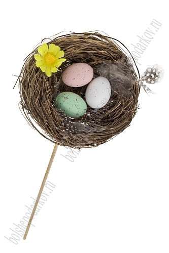 Пасхальный декор &amp;quot;Гнездо на палочке&amp;quot; 8 см (1 шт) SF-7865, №2