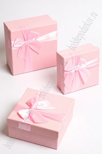 Коробки квадратные 3 в 1, 19*19*9,5 см (SF-7154) розовый