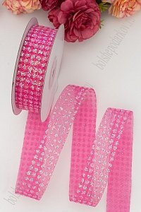 Лента с блестками 2,5 см*10 ярд (SF-5189) фукси №28