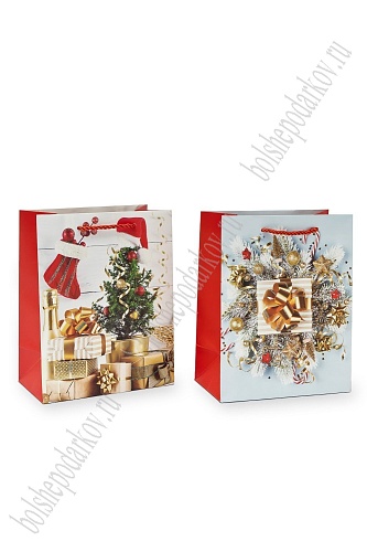Пакет &amp;quot;Новогодний&amp;quot; 18*23*10 см (12 шт) SF-7568, микс №2