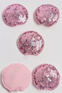 Патч с пайетками &quot;Ушки круглые&quot; 5,5*5 см (5 шт) SF-3165, розовый УЦЕНКА