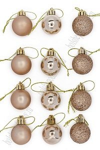 Набор новогодних шаров 3 см (12 шт) SF-7334, розовое золото №12