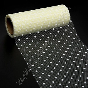 Фатин в горошек 15 см*10 ярд (SF-2941) кремовый №36