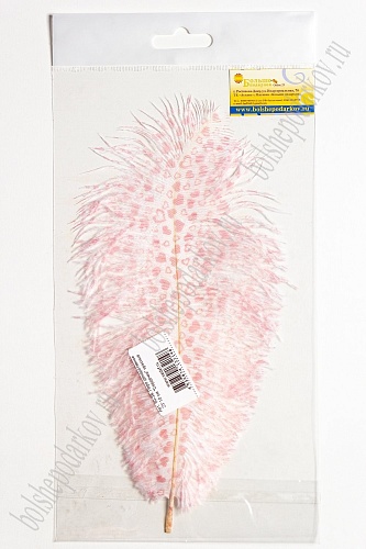 Перо декоративное 23*10 см &amp;quot;Сердечки&amp;quot; красные