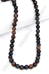 Бусины круглые на нитке 6 мм (SF-7590) тигровый глаз микс №1