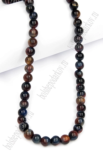 Бусины круглые на нитке 6 мм (SF-7590) тигровый глаз микс №1