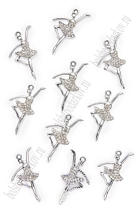 Подвеска металл &quot;Балерина №1&quot; (10 шт) SF-7343, серебро