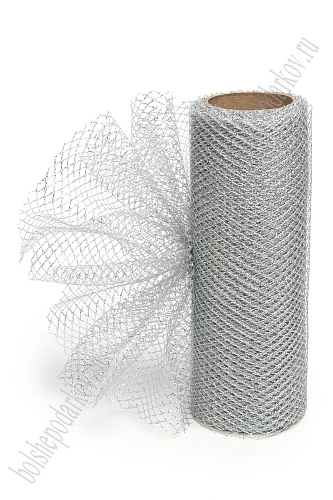 Сетка с люрексом 15 см*5 ярд (SF-2942) серебро