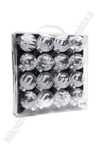 Набор новогодних шаров 6 см (16 шт) SF-7805, белый