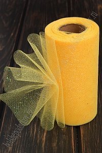 Фатин с блестками 15 см*25 ярд (SF-604) светло-оранжевый №45