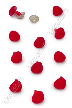 Фурнитура &quot;Носики для игрушек бархатные&quot; 11*8 мм, с заглушками (50 шт) SF-6100, красный