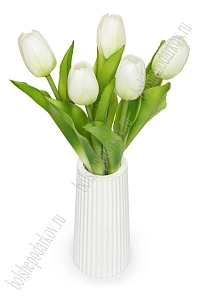 Веточка декоративная "Тюльпан" 32 см (5 шт) SF-8136, белый