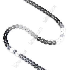 Пайетки 6 мм на нитке (SF-5755) серебро №1