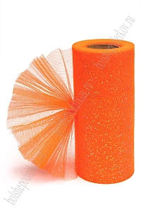 Фатин с блестками 15 см*25 ярд (SF-604) ярко-оранжевый №25