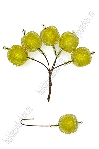 Муляж декоративный яблоко засахаренное на веточке, SF-1241, желтое (100 шт)