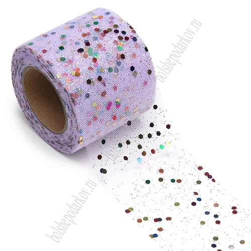 Фатин с блестками и пайетками 5,5 см*15 ярд (SF-5807) фиолетовый №37