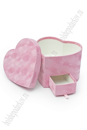 Коробка сердечко, бархатная 20*20*15 см (SF-7436) розовый