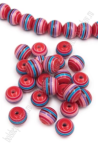 Бусины круглые 12 мм "Разноцветные полоски" (40 шт) SF-2245, №7