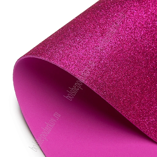 Фоамиран глиттерный 2 мм, 40*60 см Premium (10 листов) SF-3010, фукси №004