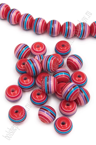 Бусины круглые 12 мм &amp;quot;Разноцветные полоски&amp;quot; (40 шт) SF-2245, №7