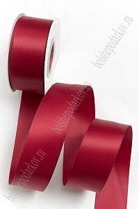 Лента атласная двусторонняя 3,8 см*25 ярд (SF-7277) бордовый №0145