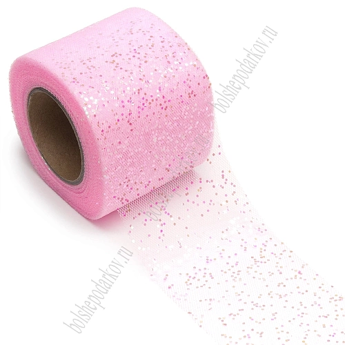 Фатин с блестками 5,5 см*15 ярд (SF-5805) розовый №28
